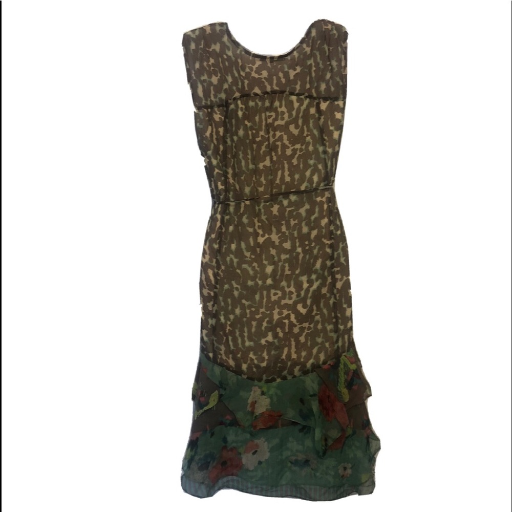 Nanette Lepore Silk Brown/Green Tiered Ruffle Dress 10 - Picture 13 of 13